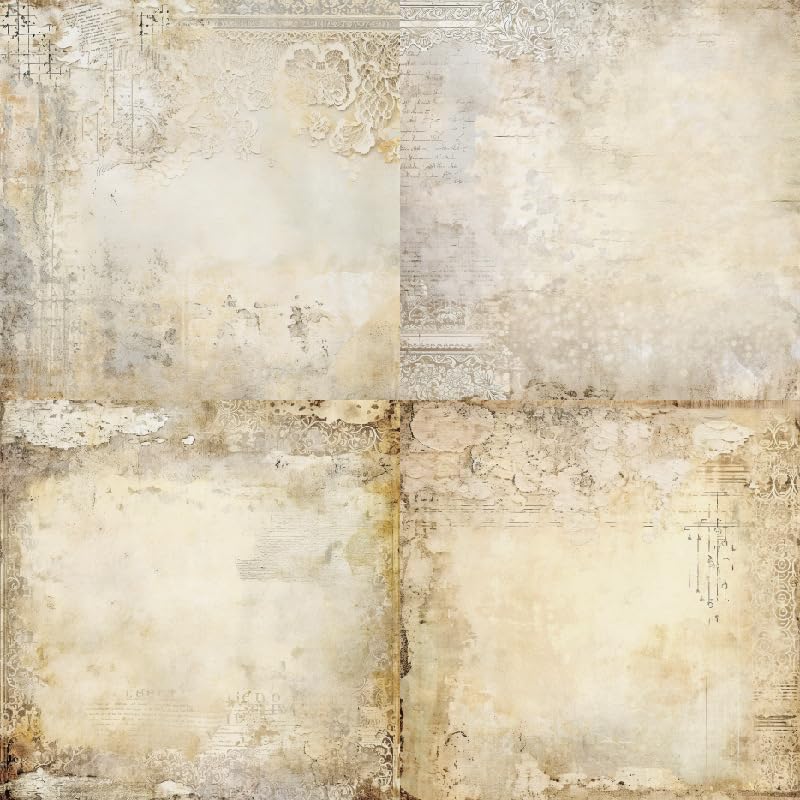 24 Sheets Vintage Lace Scrapbooking Paper Pad 6x6, Neutral Aged Background Craft Paper for Adult Journaling, Card Making, Collage & DIY Scrapbook Projects