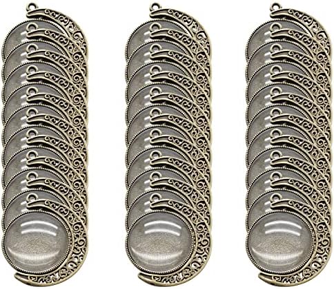 Moon Rotation Double Side Pendant Trays, Bronze, 30Pcs 10Sets