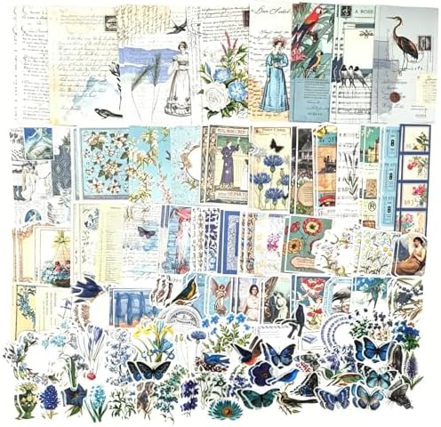 Esweny 200PCS Vintage Scrapbooking Supplies Kit for Journaling, Scrapbook Sticker Paper Pack for Junk Journal Planners Aesthetic Cottagecore Room Decor Wall Art Collage Album
