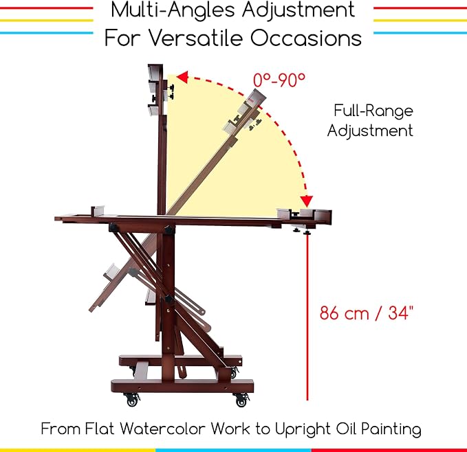 MEEDEN Large Art Painting Easel: Holds Canvas Up to 79" for Studio Drawing | Solid Beechwood H-Frame Easel Stand for Artist Adult, Professional Heavy-Duty Floor Easel for Art Shows Gallery, Deep Walnut