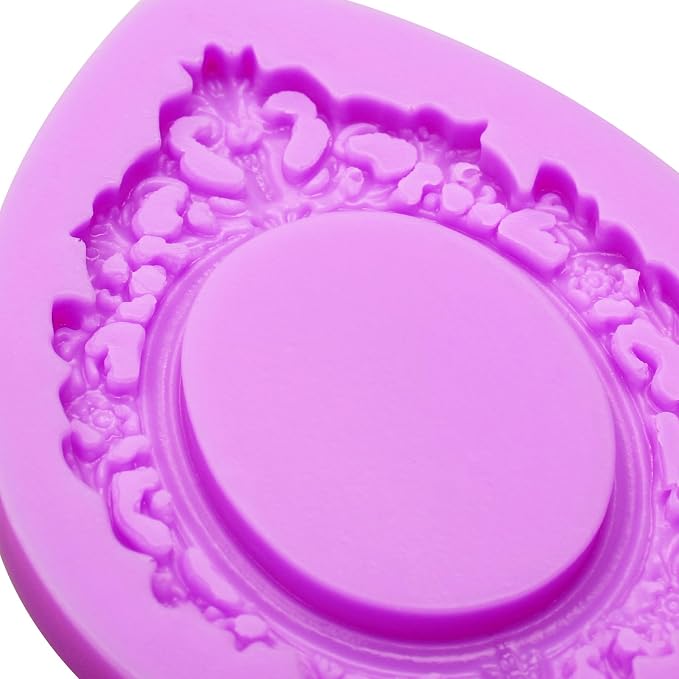 Frame Silicone Mold, 4 Pcs Picture Frame Molds for Chocolate Vintage Baroque Photo Frame Molds for Cake Decorating Cupcake Topper Candy Polymer Clay