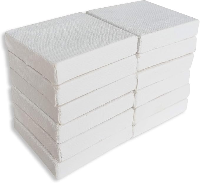 LWR CRAFTS Mini Stretched Canvas 2" X 2" Pack of 12