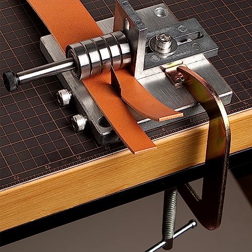 WUTA Leather Strip Cutting Machine Leather Strap Cutter 60MM Leather Belt Cutting Machine with G-Clamps, 10 Blades, and 2 Wrenches