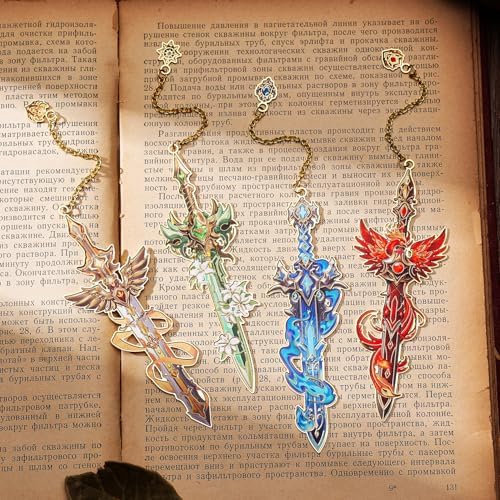 Fantasy Sword Bookmarks 4pcs - Medieval Knight Warrior Metal Book Marks for Readers, Gifts for Book Lovers, Cool Literary Page Holders for Reading Accessories, Men Women Teens, Christmas Birthday