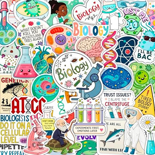 100Pcs Funny Biology Stickers for Students, for Water Bottle, Laptop - Funny Biology Gifts for Teachers - Biological Party Supplies - Science Stickers - Gift for Women & Men