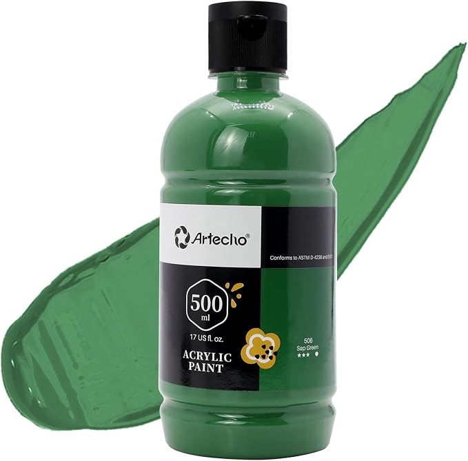 Artecho Sap Green Acrylic Paint 500ml / 17oz Large Bottle