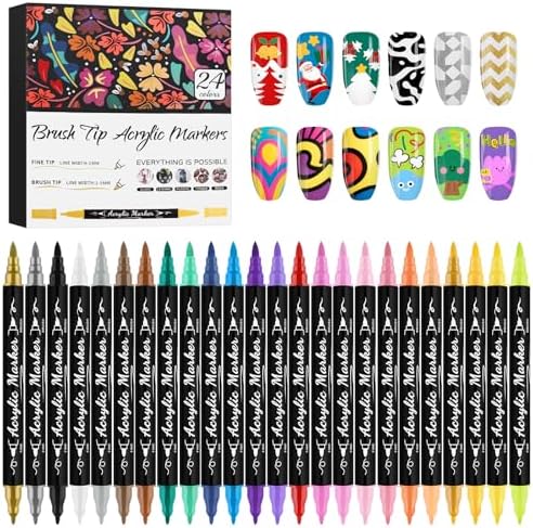 24 Colors Nail Art Markers Set Kalolary Nail Art Pens Double-headed