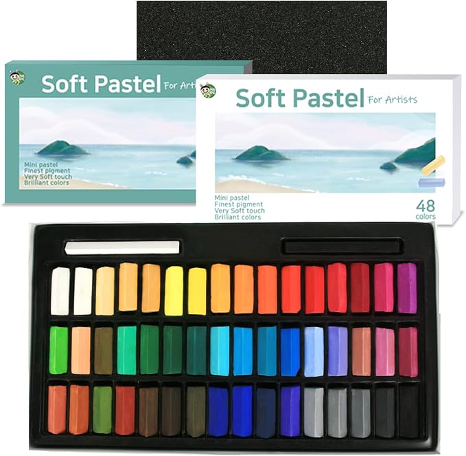 HA SHI Soft Chalk Pastels, 48 colors with additional 2pcs, Non Toxic Art Supplies, Drawing Media for Artist Stick Pastel for Professional, Beauty Nail Art, Pan Chalk Pastels
