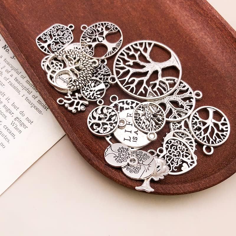 WOCRAFT 120pcs Antique Silver Tree Of Life Charma for Jewelry Making Alloy Tree Charms for DIY Crafts (SN027)