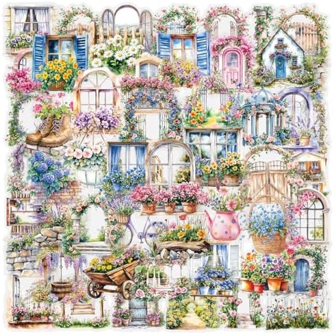 50PCS Garden Stickers Aesthetic PET Sticker Garden Flower wall Decal Waterproof Decorative Decals for Scrapbook DIY Crafts Album Bullet Journal Planner Water Bottles Laptop Phone (Garden Sticker)