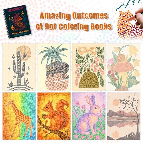 Adult Coloring Book Set:3 PCS Dot Coloring Books for Adults with 90 Patterns and 12PCS Acrylic Markers,Dot Art for Adults to Relax and Relieve Anxiety Gifts-(Animal & Flowers Plant & Countryside)