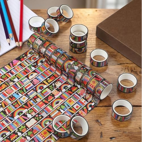 24 Rolls Book Washi Tape Back to School Crafting Gifts, Rainbow