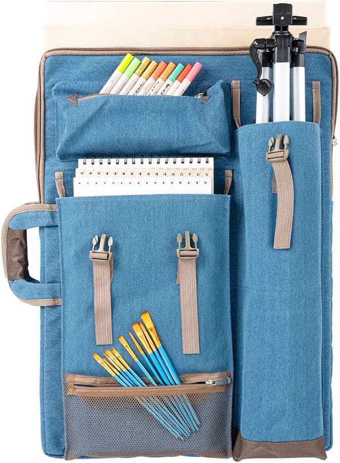 TRANSON Art Portfolio Case Artist Backpack Canvas Bag Large 26” x 19.5”