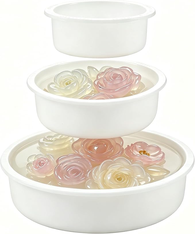 3 Deep Circle Silicone Molds for Resin, Large Resin Mold Glossy Deep Round Molds, 8“'x 2'' h. 6''x 2'' h. 4''x 2'' h, Deep Epoxy Resin Molds for Flowers Bouquet Preservation, Resin Casting