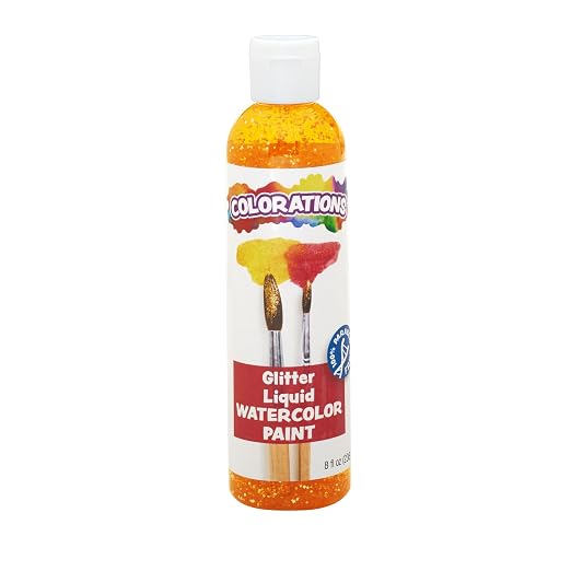 Colorations Paraben-Free Glitter Liquid Watercolor Paint, Vibrant Orange