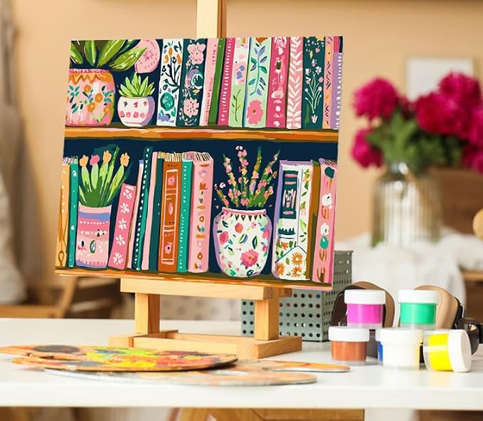 Book Flower Paint by Numbers Kit On Canvas for Adults Beginners 12x16In | Easy DIY Acrylic Oil Painting Kits for Home Wall Decor
