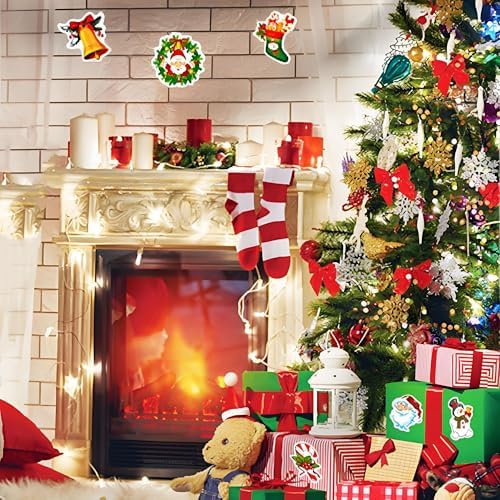Christmas Theme Stickers, 100Pcs Vinyl Waterproof Merry Christmas Stickers for Envelopes Gifts Tags Crafts Snowboard Decorations, Funny Christmas Holiday Party Favors for Kids Teens Aduts