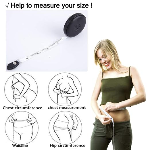 Sewing Tape Measure, Medical Body Cloth Tailor Craft Dieting Measuring Tape, 60 Inch/1.5M Dual Sided Retractable Ruler with Push Button Round(1 Pack, Black)