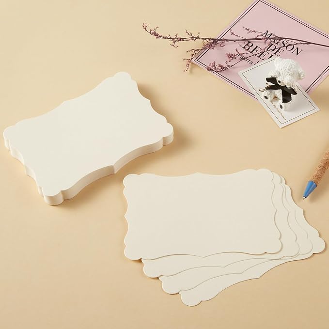 50 Pack Blank Kraft Greeting Cards, Cream, 5x7IN