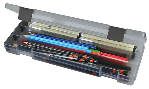 ArtBin Pencil Utility Box, Divided Organizer for Pens and Markers, Charcoal