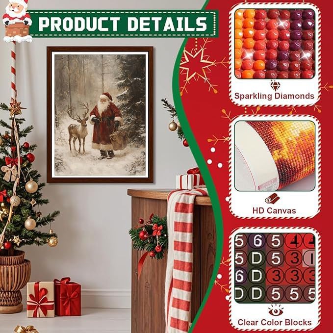 XUCNWL Christmas Diamond Art Kits for Adults,Santa Claus Diamond Painting