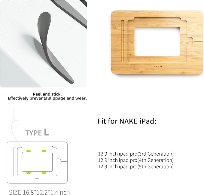 AFOOYO Wooden Tablet Drawing Stand - Portable & Adjustable 5 Angles for Laptop,Laptop Stand Riser,Compatible with 12.9/13 inch iPad Pro(3rd-6th Gen)