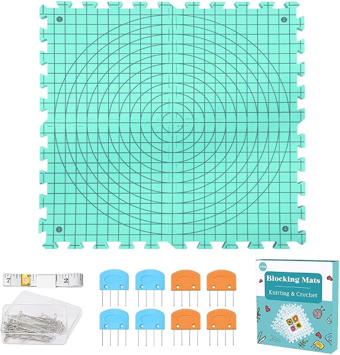 Yarniss Blocking Mats for Knitting & Crochet,Grid Mat w/T-Pin,12.6" x 12.6"
