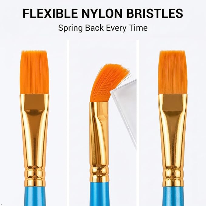Soucolor Acrylic Paint Brushes Set, 20 Pcs Pointed Tip Artist Paintbrushes | Soft,No-Shed Bristles for Acrylic for Acrylic Oil Watercolor Canvases Rock Nail Miniature Detailing Drawing Art Supplies
