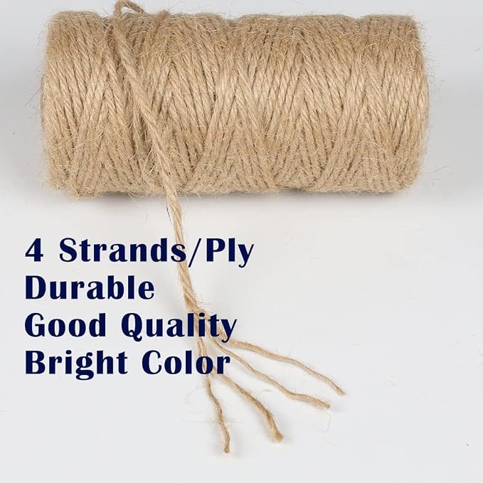 20Pack 3mm Natural Jute Twine String 6560 Feet Long Twine String for Crafting Gardening Gift Wrapping Macrame DIY Home Decor (Brown-328Feet/Roll)
