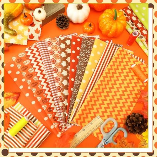 HunnmingRe 20 Pcs 10''x10'' Fall Thanksgiving Quilting Fabric Squares