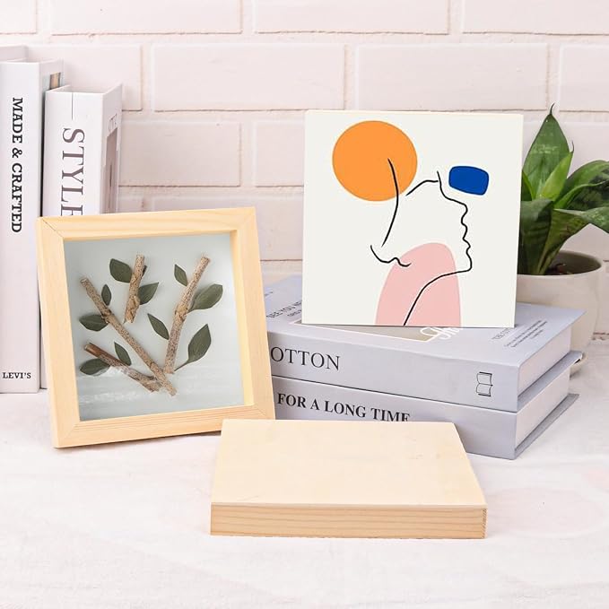 30 Pack Unfinished Wood Canvas Boards for Painting, 6 x 6 Inch Square Wooden Panels, Wood Panels Boards for Crafts and Painting, DIY Handicrafts, Home Decoration（Thickness 0.98 Inch）