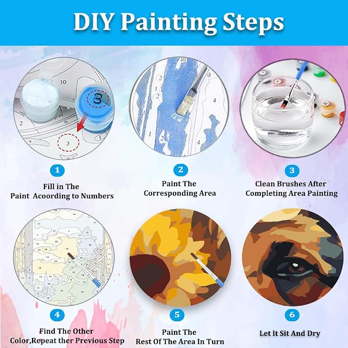 Artunion German Shepherd Dog Paint by Numbers Kit for Adults,Dog Animals Paint by Number Kits, DIY Oil Painting Paint by Number Kits on Canvas Arts Craft for Home Wall Decor 16x20 Inch