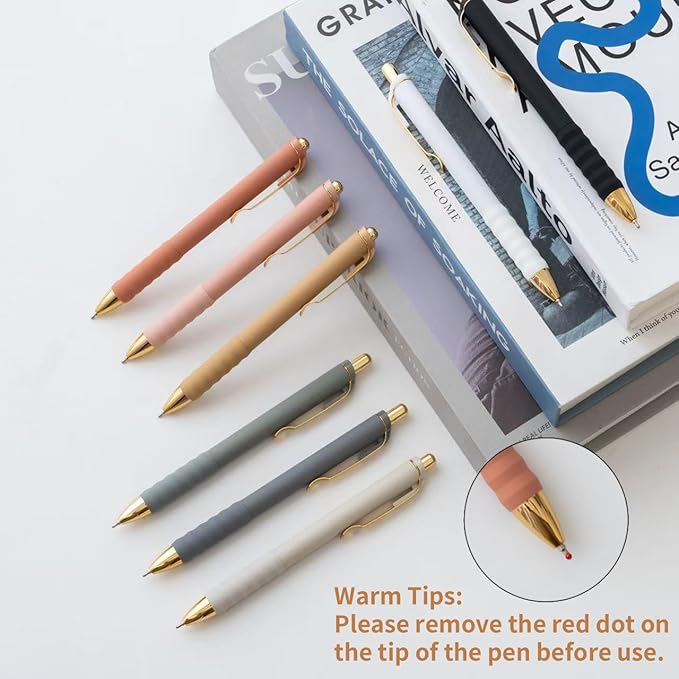Linbsunne Ballpoint Pens Black Medium Point 1mm with Super Soft Grip Ball Point Pen for Men Women Retractable(style2, 12 pcs)
