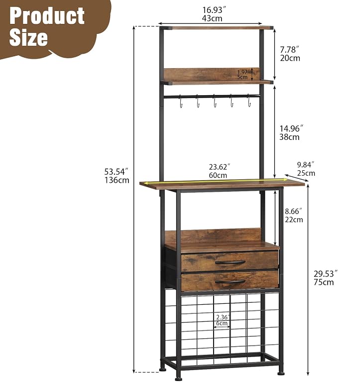 VENNQD Craft Organizers and Storage Cart with Fabric Drawer, Craft Table for Cricut Machines, 4 Tiers Crafting Desk Vinyl Roll Holder, Crafting Table Workstation for Craft Room Home, Rustic Brown