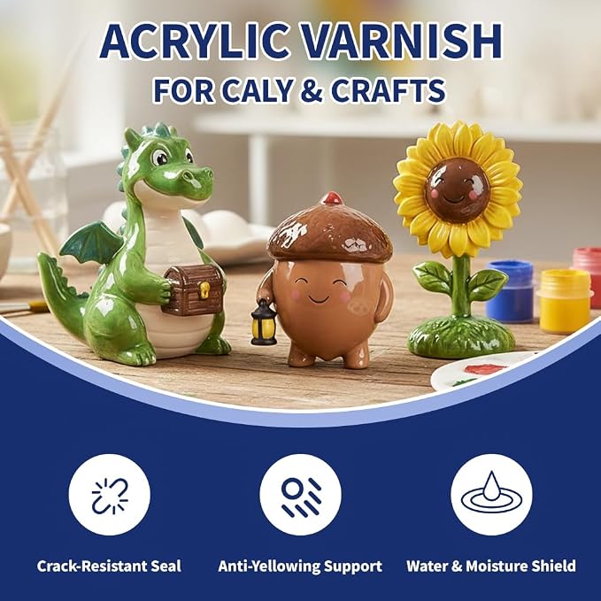 OSBANG Air Dry Clay Glaze Kit, 2-Pack 100ml Gloss and Matte Clear Varnish Top Coat, Protective Sealer for Air-Dry Clay, Polymer Clay and Acrylic Paintings, for Crafts and DIY Projects