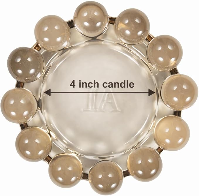 Alice Lane Home Collection Original Amber Glass Large Bubble Candle Dish | Votive and Candle Plate, Pillar Holder, Diffuser Base, Wax Catcher, Decorative Tray, Jewelry Catchall, Tablescape Accent