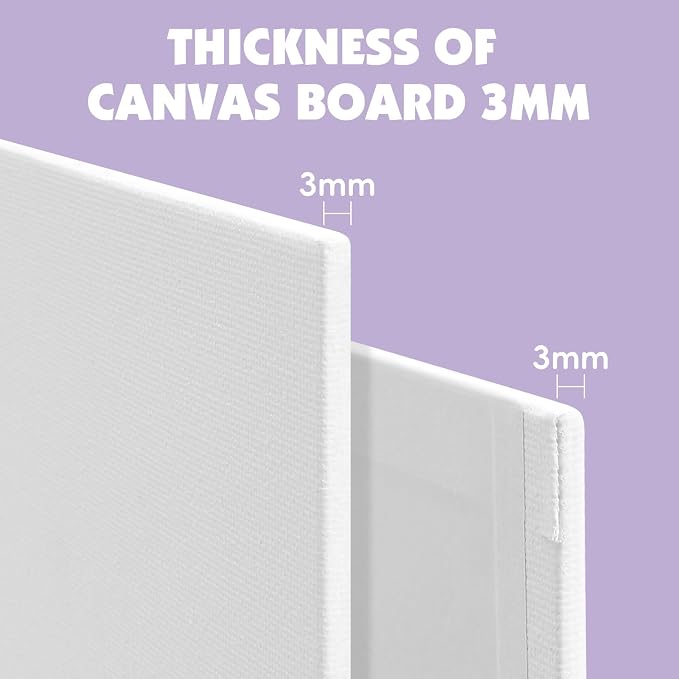 ESRICH Canvases for Painting 16x20 Inch, 3 Pack Flat Canvas Boards for Painting Cotton Primed Acid Free Large Blank Canvas Panels for Oil, Watercolor, Acrylic Paint, Gouache and Tempera. (Thk: 3mm)