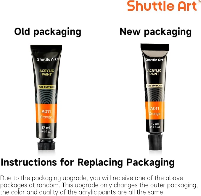 Shuttle Art Acrylic Paint Set, 15 x 12ml Tubes Artist Quality Non Toxic Rich Pigments Colors Perfect for Kids Adults Beginners Artists Painting on Canvas Wood Clay Fabric Ceramic Crafts