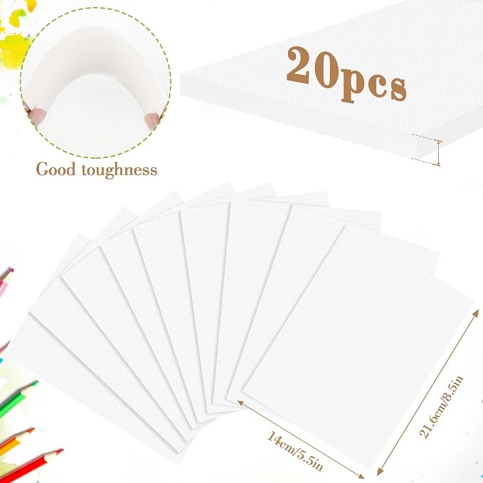 Watercolor Paper Pad, 5.5x8.5 140lb/300g Water Color Paper, 20 Sheets Cold Press Drawing Painting Paper Sketchbook Notebook, Art Supplies for Watercolors Acrylic Marker, Sketch Book for Kids Adults