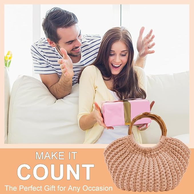ACRNIGHEET Crochet Bag Kit for Adults Khaki Handbag Kit for Beginners Tote Bag Set with Step-by-Step Instructions and Video Guidance