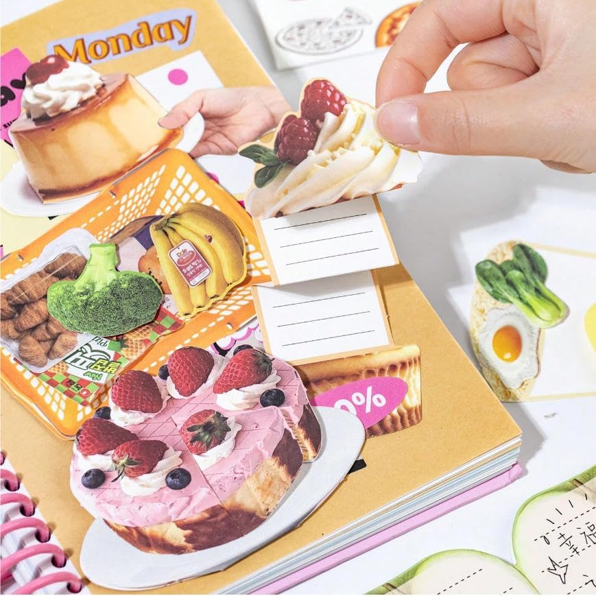TIRCA Scrapbook Kit for Girls, Aesthetic Journaling Kit with 3D Pop-Up Pre-Cut Stickers (2 Pack, 40 Sheets), DIY Scrapbooking Supplies, Easy No-Scissors Craft Set for Teens Women, Creative Gift