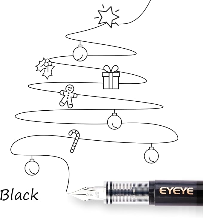 EYEYE Disposable Fountain Pens Fine Point, 4 Black 4 Blue Fountain Pens for Writing, Stainless Steel Nib, Smooth Writing for Journaling, Drafting, Sketching, Doodling & Office Supplies