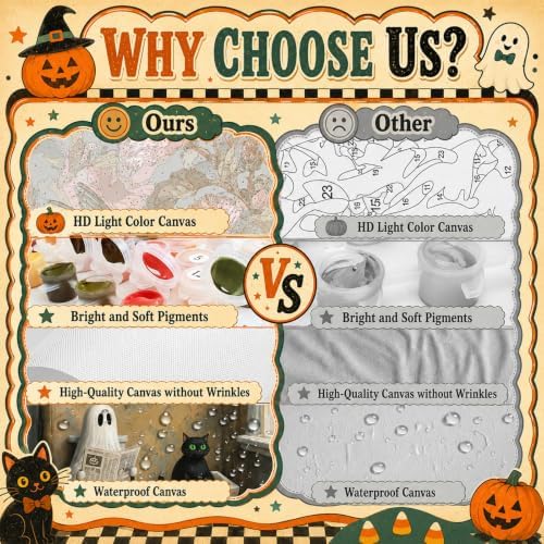 Halloween Paint by Numbers Kit for Adults Framed with Easel, 8x12 in