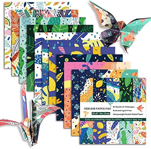 Origami Paper 6x6" Double Sided 50 Sheets 10 Colors Origami Kit,Craft Paper
