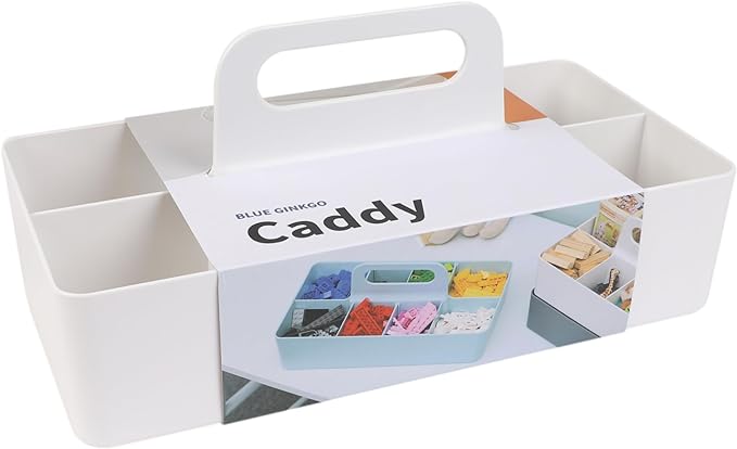 BLUE GINKGO Stackable Organizer Caddy, Long, White, Made in Korea
