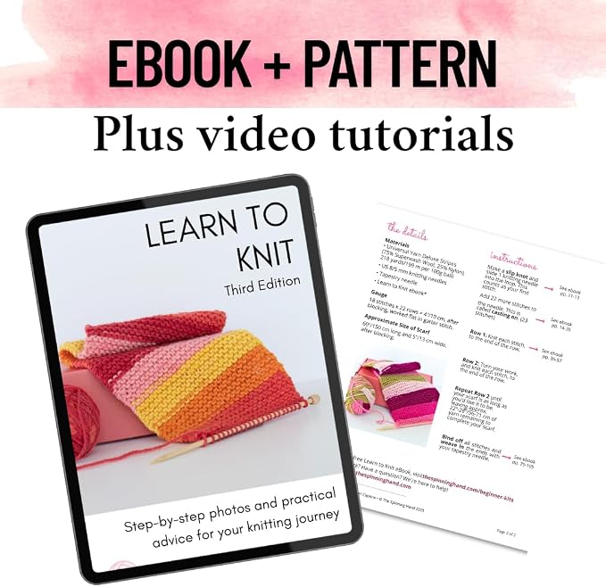 The Spinning Hand Knitting Kit for Beginners Adults – Educator-Designed, Self-Striping Wool Yarn, Bamboo Needles & Video Tutorials (Fresh Figs)