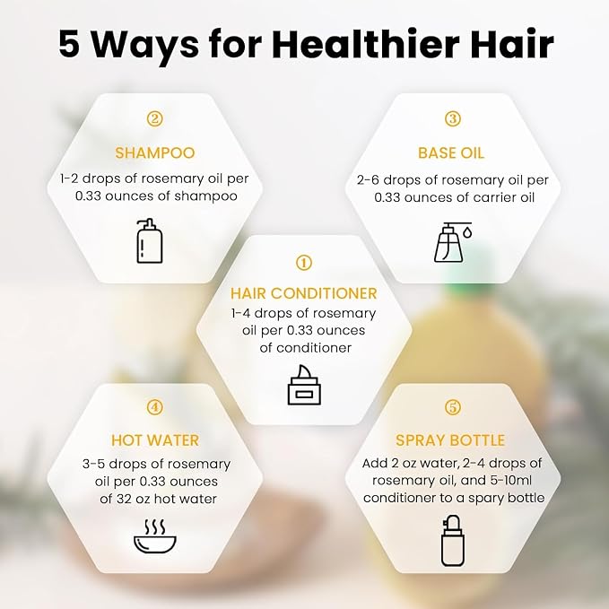 HIQILI Rosemary Essential Oil for Hair Care, Diffuser & Aromatherapy