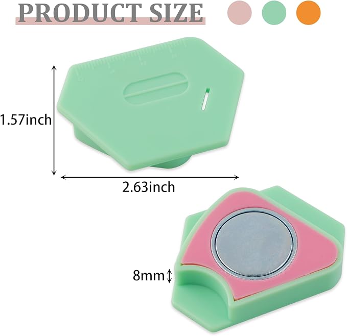 3 Pcs Magnetic Seam Guide for Sewing Machine, Polygonal Multifucntional Seam Guide Hemmer with Scale, Sewing Quilting Supplies Accessories (Pink/Green/Orange)