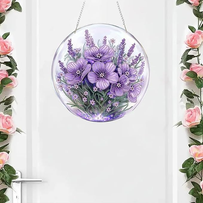 RYMILIE Hanging Diamond Art Kits for Adults Flowers 8x8inch