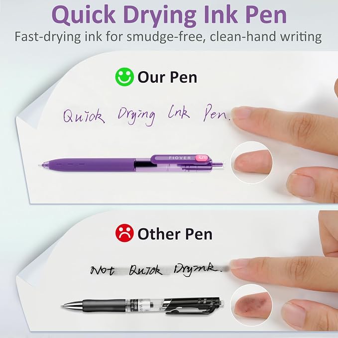 FIOVER Colored Gel Pens, 0.5mm Fine Point Smooth Writing Colorful Pens